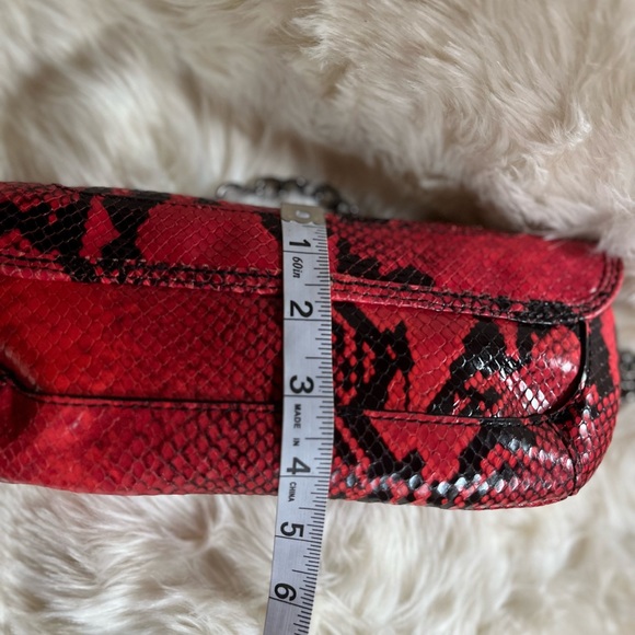 OrYANY Leather Snakeskin Style Red Shoulder Handbag Clutch New - Picture 10 of 11